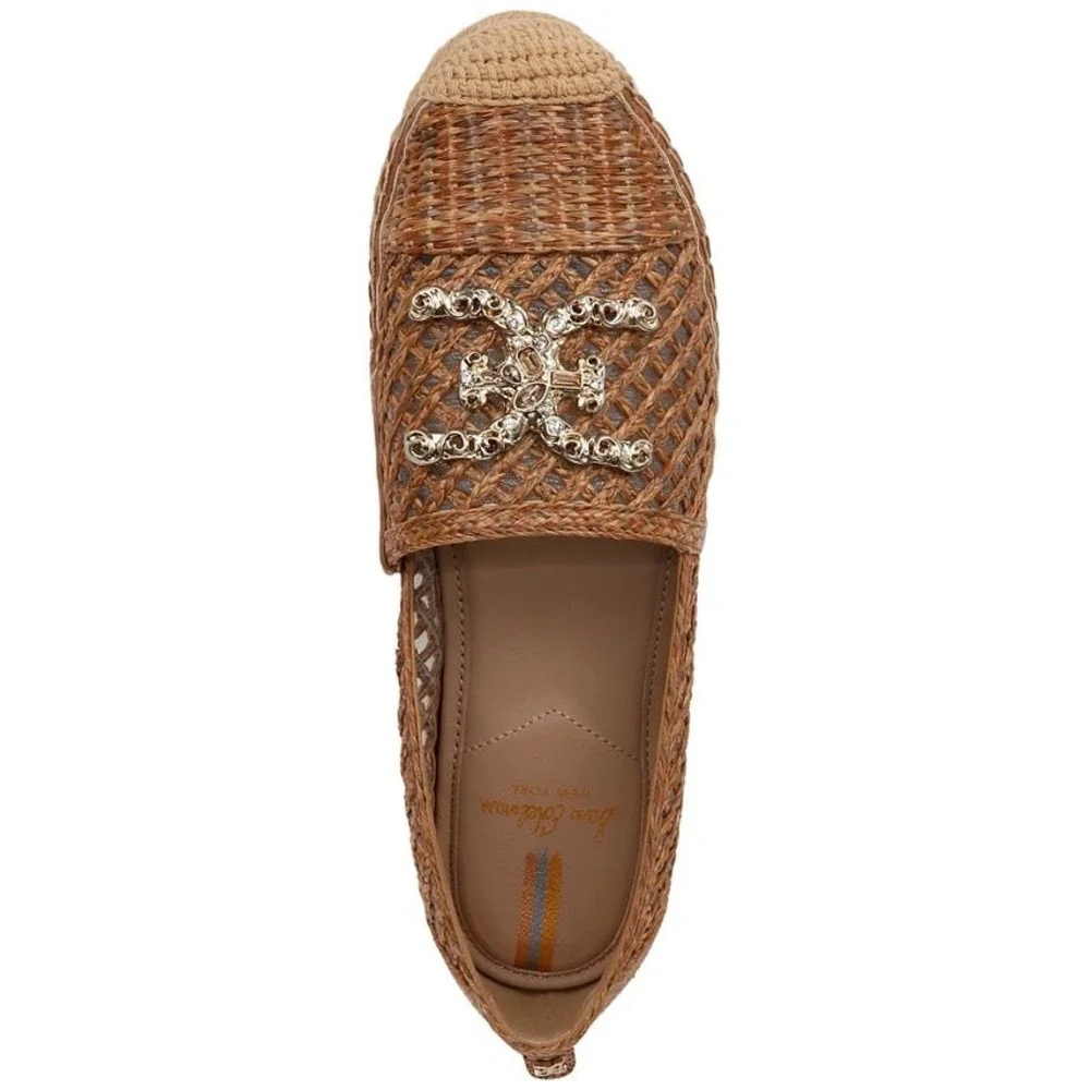 Sam Edelman Chiara Raffia Espadrille‎ Flats Women Size 10.5 M Embellished